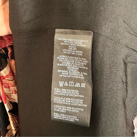 NEW Free People Primmy Midi Black Floral Chiffon Pink Lace Resort Boho Dress XL - Picture 16 of 16